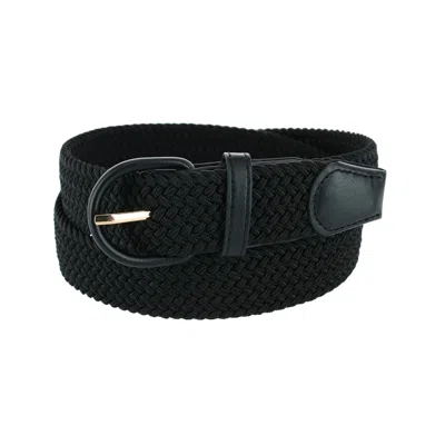 Ctm Men's Elastic Braided Belt With Covered Buckle (big & Tall Available) In Black
