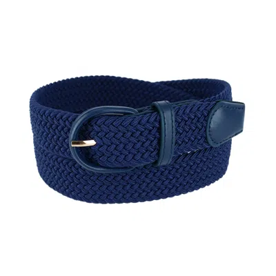 Ctm Men's Elastic Braided Belt With Covered Buckle (big & Tall Available) In Blue