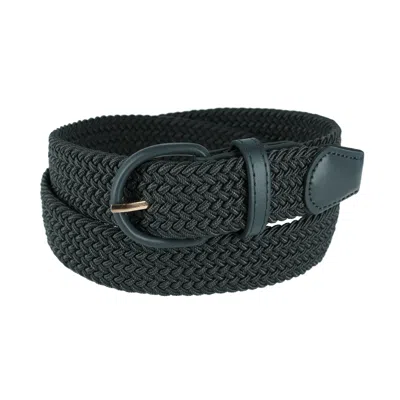 Ctm Men's Elastic Braided Belt With Covered Buckle (big & Tall Available) In Grey