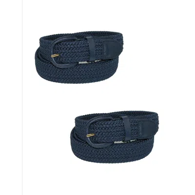 Ctm Men's Elastic Braided Belt With Covered Buckle (pack Of 2) In Blue
