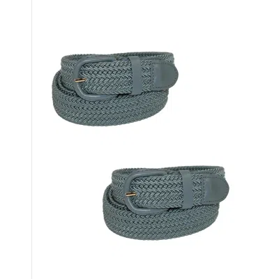 Ctm Men's Elastic Braided Belt With Covered Buckle (pack Of 2) In Grey