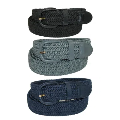 Ctm Men's Elastic Braided Stretch Belt (pack Of 3 Colors) In Green