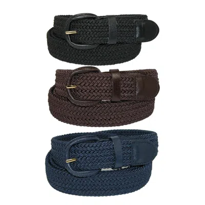 Ctm Men's Elastic Braided Stretch Belt (pack Of 3 Colors) In Multi