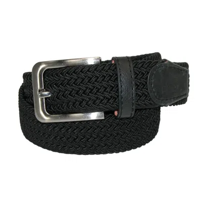 Ctm Men's Elastic Braided Stretch Belt With Silver Buckle In Black