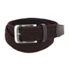 Ctm Men's Elastic Braided Stretch Belt With Silver Buckle In Brown