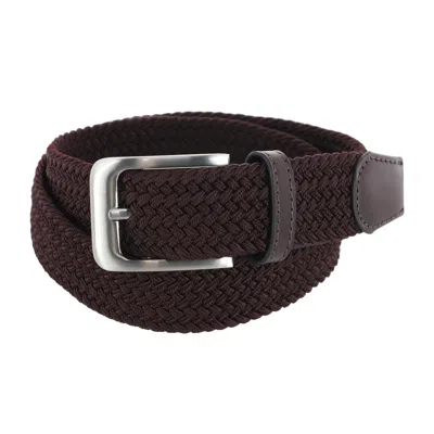 Ctm Men's Elastic Braided Stretch Belt With Silver Buckle In Brown