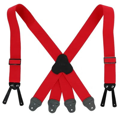 Ctm Men's Elastic Button-end 2 Inch Fireman Suspenders In Red