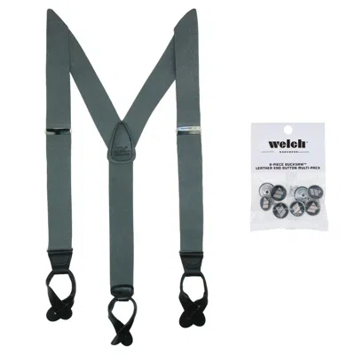 Ctm Men's Elastic Button End Dress Suspender With Bachelor Buttons In Grey