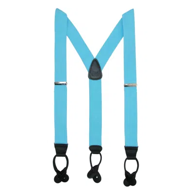 Ctm Men's Elastic Button End Dress Suspenders With Silver Hardware In Blue