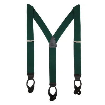 Ctm Men's Elastic Button End Dress Suspenders With Silver Hardware In Green