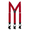 Ctm Men's Elastic Button End Dress Suspenders With Silver Hardware In Red