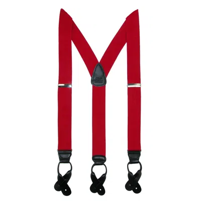 Ctm Men's Elastic Button End Dress Suspenders With Silver Hardware In Red