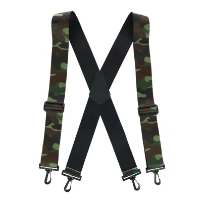 Ctm Men's Elastic Camouflage X-back Suspenders With Plastic Swivel Hook Ends In Black