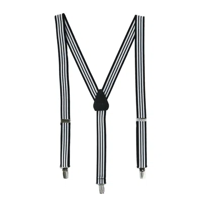 Ctm Men's Elastic Clip-end 1 Inch Black And White Pinstripe Suspenders