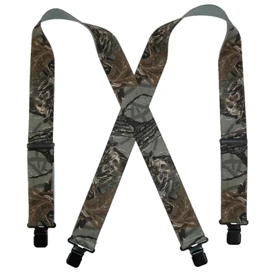 Ctm Men's Elastic Clip-end 2 Inch Realtree Camo Suspenders In Grey