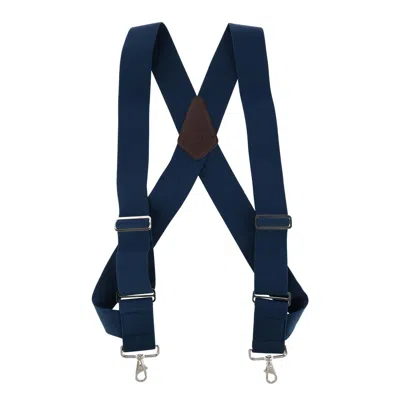 Ctm Men's Elastic Side Clip Metal Swivel Hook Trucker Suspenders In Blue