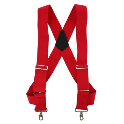 Ctm Men's Elastic Side Clip Metal Swivel Hook Trucker Suspenders In Red