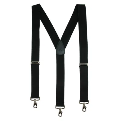 Ctm Men's Elastic Solid Color Suspender With Metal Swivel Hook Clip End In Black