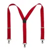 Ctm Men's Elastic Solid Color Suspender With Metal Swivel Hook Clip End In Red