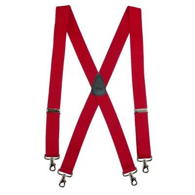 Ctm Men's Elastic Solid Color X-back Suspender With Swivel Hook Ends In Red