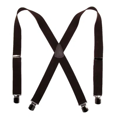 Ctm Men's Elastic With Anti Slip Pin Clip 1 1/2 Inch Solid Suspenders In Brown