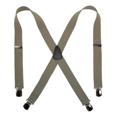 Ctm Men's Elastic With Anti Slip Pin Clip 1 1/2 Inch Solid Suspenders In Green