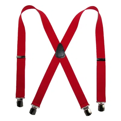 Ctm Men's Elastic With Anti Slip Pin Clip 1 1/2 Inch Solid Suspenders In Red