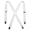 Ctm Men's Elastic With Anti Slip Pin Clip 1 1/2 Inch Solid Suspenders In White