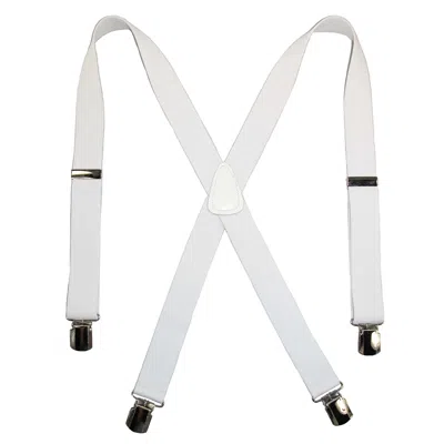 Ctm Men's Elastic With Anti Slip Pin Clip 1 1/2 Inch Solid Suspenders In White