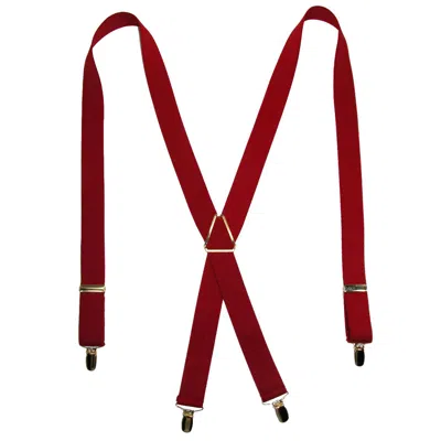 Ctm Men's Elastic X-back Suspenders With Brass Hardware In Red