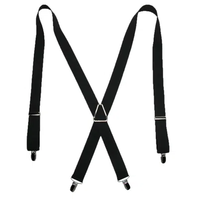 Ctm Men's Elastic X-back Suspenders With Silver Hardware In Black
