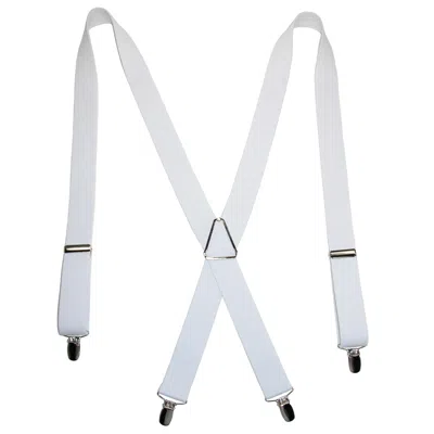 Ctm Men's Elastic X-back Suspenders With Silver Hardware In White