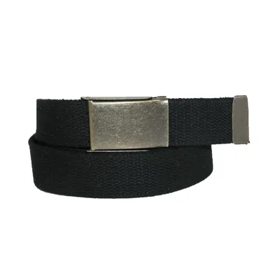 Ctm Men's Fabric Belt With Brass Flip Top Buckle In Black