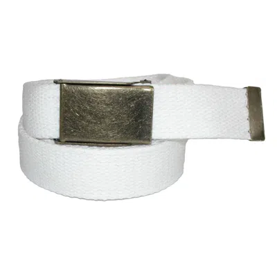 Ctm Men's Fabric Belt With Brass Flip Top Buckle (pack Of 3) In White