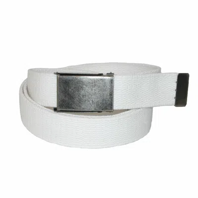 Ctm Men's Fabric Belt With Flip Top Nickel Buckle (pack Of 3) In White