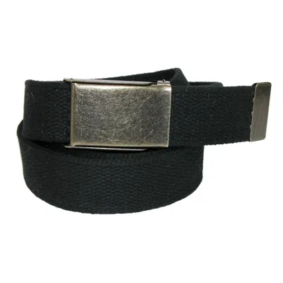 Ctm Men's Fabric Belt With Nickel Flip Top Buckle In Black
