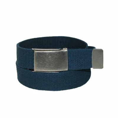Ctm Men's Fabric Belt With Nickel Flip Top Buckle In Blue