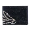 Ctm Men's Feather Tooled Leather Bifold Wallet In Black