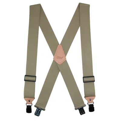 Ctm Men's Heavy Duty Clip-end Work Suspenders In Green