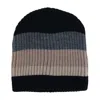Ctm Men's Heavy Knit Wool Blend Striped Winter Beanie Hat In Black