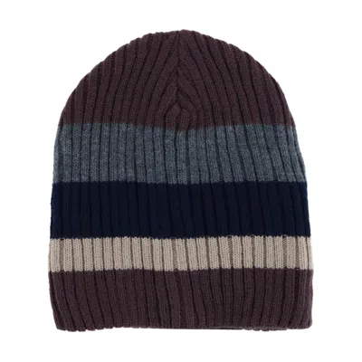 Ctm Men's Heavy Knit Wool Blend Striped Winter Beanie Hat In Brown