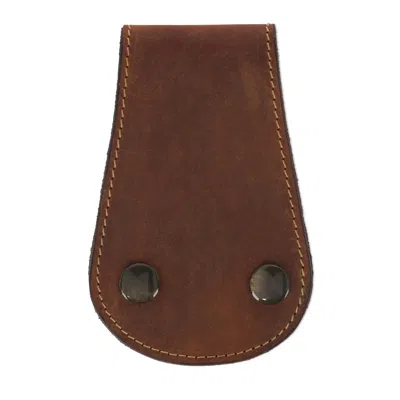 Ctm Men's Hunter Leather Key Case In Brown