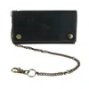 Ctm Men's Hunter Leather Long Trifold Chain Wallet In Black