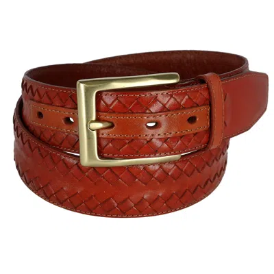 Ctm Men's Italian Leather Side Lace Belt In Brown