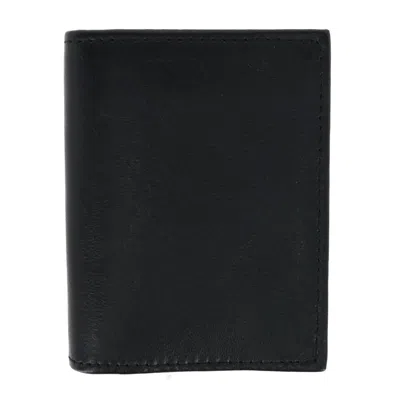 Ctm Men's Lambskin Bifold Wallet With Center Flap In Black