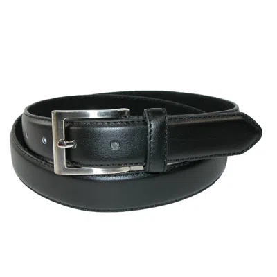 Ctm Men's Leather 1 1/8 Inch Basic Dress Belt With Silver Buckle In Black