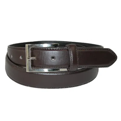 Ctm Men's Leather 1 1/8 Inch Basic Dress Belt With Silver Buckle In Brown