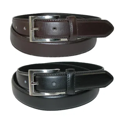 Ctm Men's Leather Basic Dress Belt With Silver Buckle (pack Of 2 Colors) In Multi