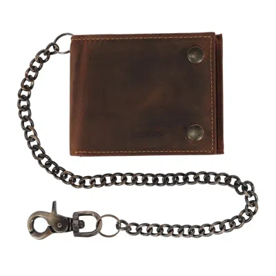 Ctm Men's Leather Bifold Chain Wallet In Brown
