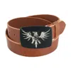 Ctm Men's Leather Bridle Belt With Phoenix Belt Buckle (2 Buckle Set) In Multi
